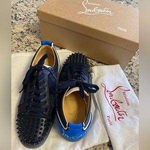 Christian Louboutin Authentic Fun Louis Junior Spikes Flqt in Blue size 44.5